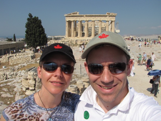 Nancy & Shawn at the Parthenon on the Acropolis in Athens, Greece