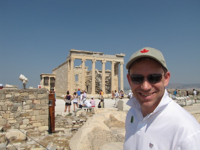 Shawn checking out one of the smaller temples on the Acropolis in Athens, Greece