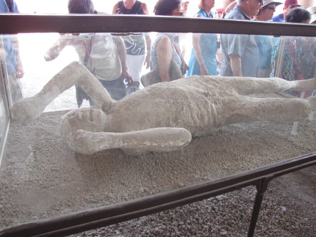 One of the plaster casts created of how the victims died in Pompeii