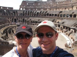 Nancy & Shawn Power inside the Colosseum in Rome, Italy