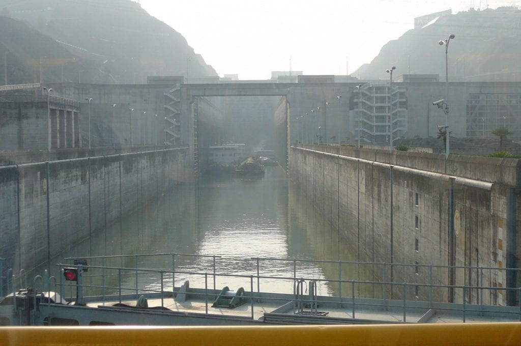A picture of the canal locks at the Three Gorges Dam in China