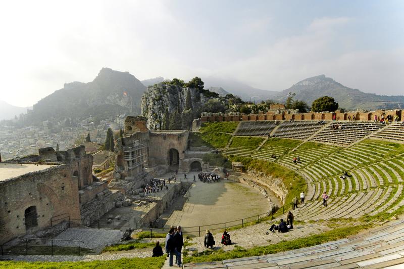 The Greek Theatre in Taormina, Sicily, Italy