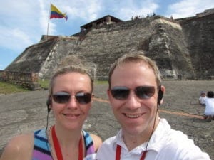 Nancy & Shawn Power at the Castillo San Felipe de Barajas Fort in Cartagena, Colombia