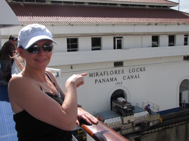 Nancy at the Miraflores Locks at the Panama Canal
