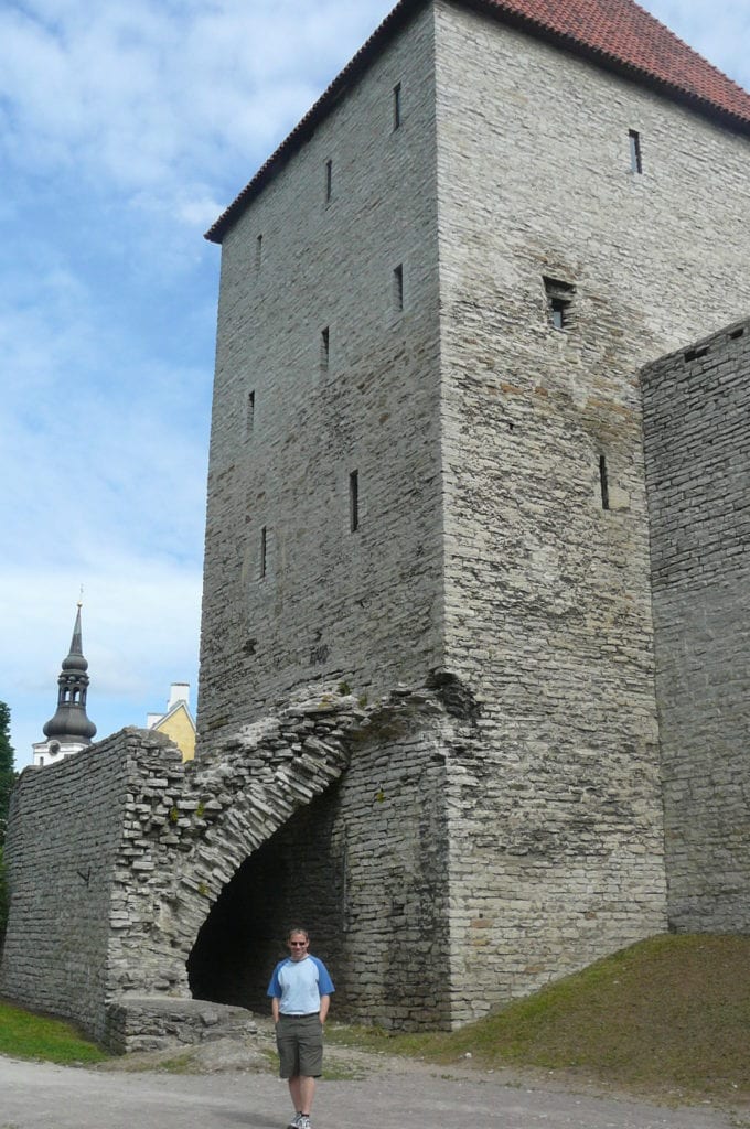 Shawn checking out some of the Medieval wall that surrounds Tallinn, Estonia