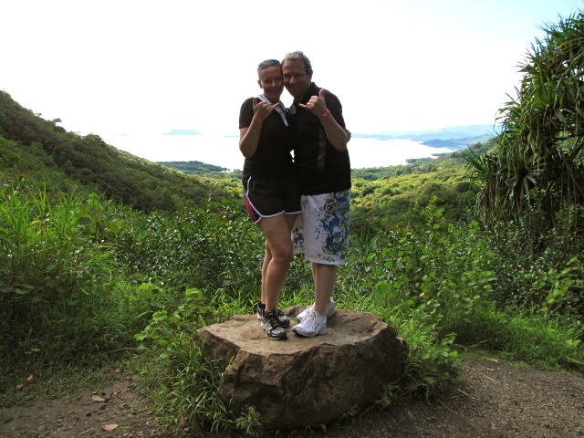 Nancy & Shawn Power enjoying a scenic view on the Kualoa Ranch Jungle Tour in Oahu, Hawaii