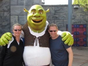 Nancy & Shawn Power with "Shrek" at Universal Studios Hollywood