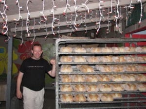 There's Shawn checking out the fresh bread in Molokai, Hawaii