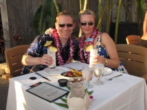 Nancy & Shawn at the "Feast at Lele" Luau in Maui, Hawaii