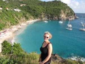 Nancy overlooking Shell Beach in Gustavia, St. Barths