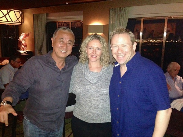 Nobu Matsuhisa with Nancy & Shawn Power on a Crystal Cruises Ship