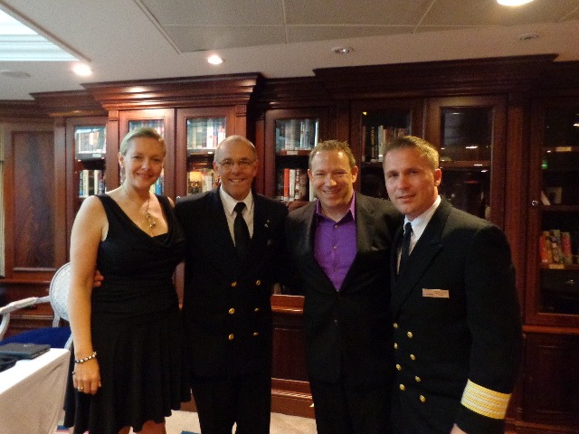 There we are getting a pic with our gracious hosts, Captain Jose Bilarinho from Portugal & Hotel Director Ryszard Gusmann from Poland during our special VIP Dinner.