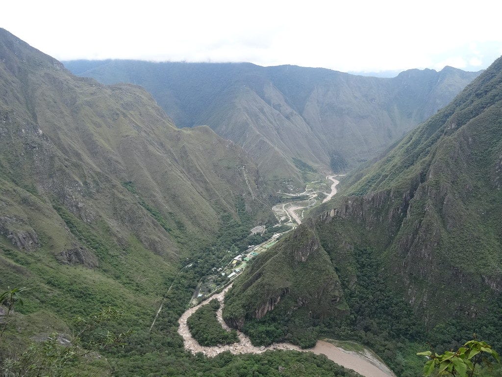 Inca Bridge Valley below cruise extension to machu picchu