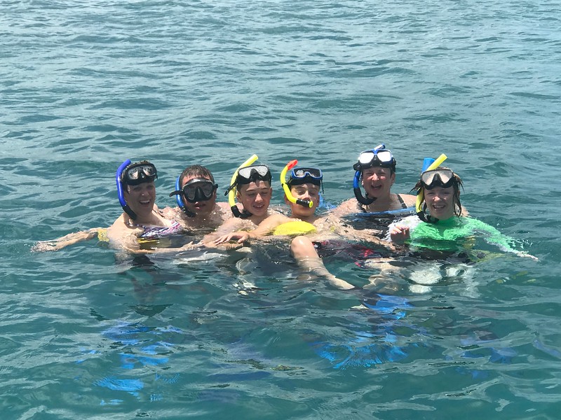 having fun during snorkeling during our family cruise