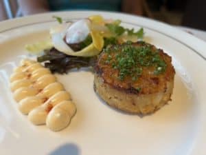 Crabcake at Thomas Keller's Steakhouse onboard Seabourn Odyssey