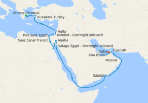 Norwegian Jade's Itinerary from Athens to Dubai
