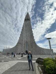 Shawn Power at the “Hallgrimskirkja” Lutheran Church in Reykjavik, Iceland