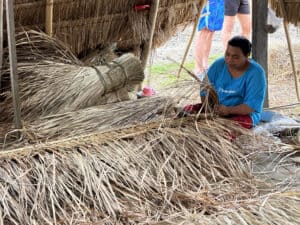 Thatched roof making in Lombak, Indonesia