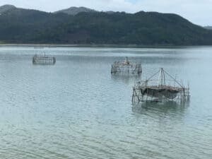 Fishing platforms in Lombok, Indonesia