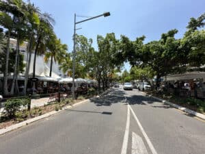 Hastings Street in Noosa on the Sunshine Coast of Australia during a port stop in Mooloolaba during a Bali to Sydney Regent Cruise