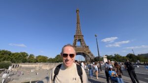 Eiffel tower during Shawn Power's Rendezvous on the Seine River Cruise with Tauck