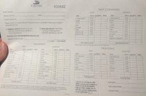 Laundry price onboard a Viking Ocean Cruise ship, Viking Vesta