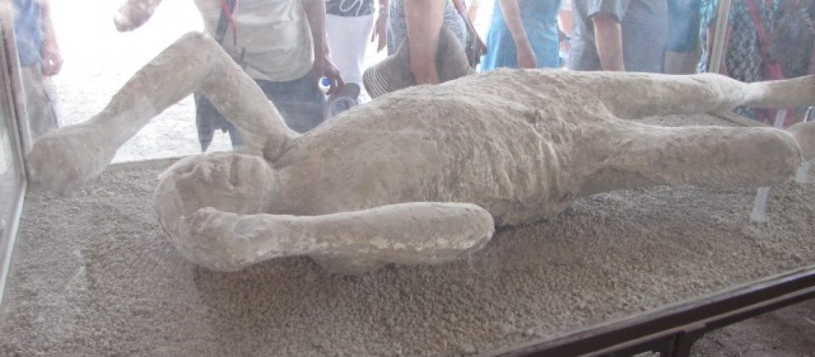 One of the plaster casts created of how the victims died in Pompeii