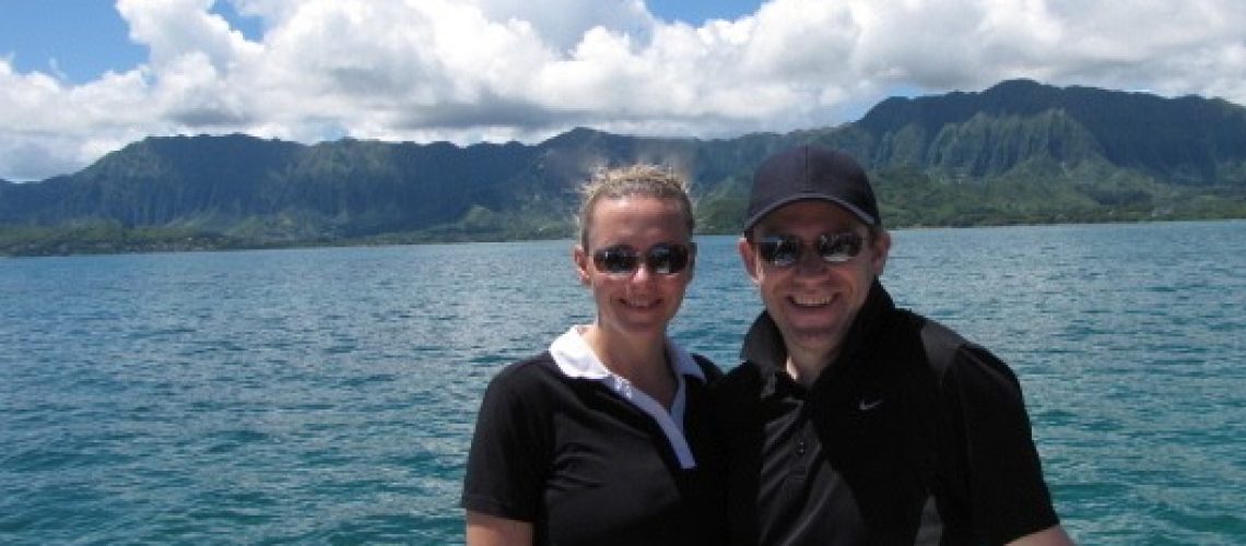 Nancy & Shawn Power enjoying the Ocean Voyage at Kualoa Ranch in Oahu, Hawaii