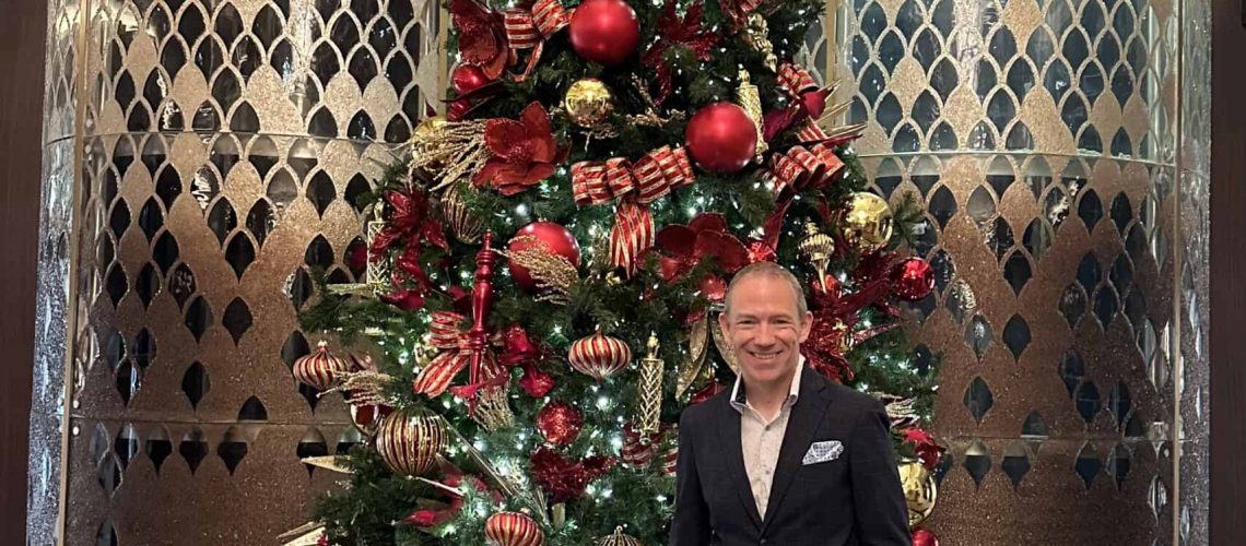 Shawn Power onboard Regent's Seven Seas Explorer at Christmastime